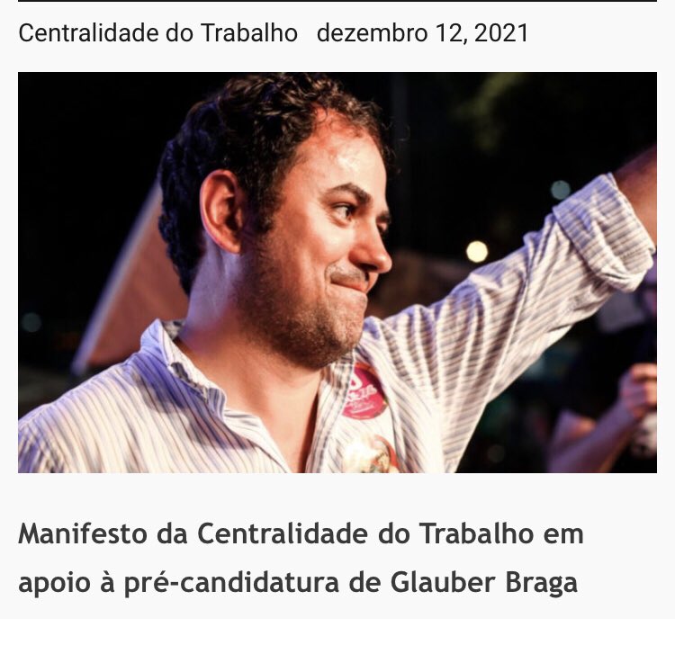 MANIFESTO DA CENTRALIDADE DO TRABALHO EM APOIO A GLAUBER BRAGA (PSOL) - Pré-candidatura à Presidência da República. 
“Por um programa que avance para uma política operária”
LEIA O MANIFESTO NA ÍNTEGRA EM: 
centralidadedotrabalho.com.br/manifesto-em-a…  <a href="/miltontemer/">Milton Temer</a> <a href="/Glauber_Braga/">Glauber Braga</a>