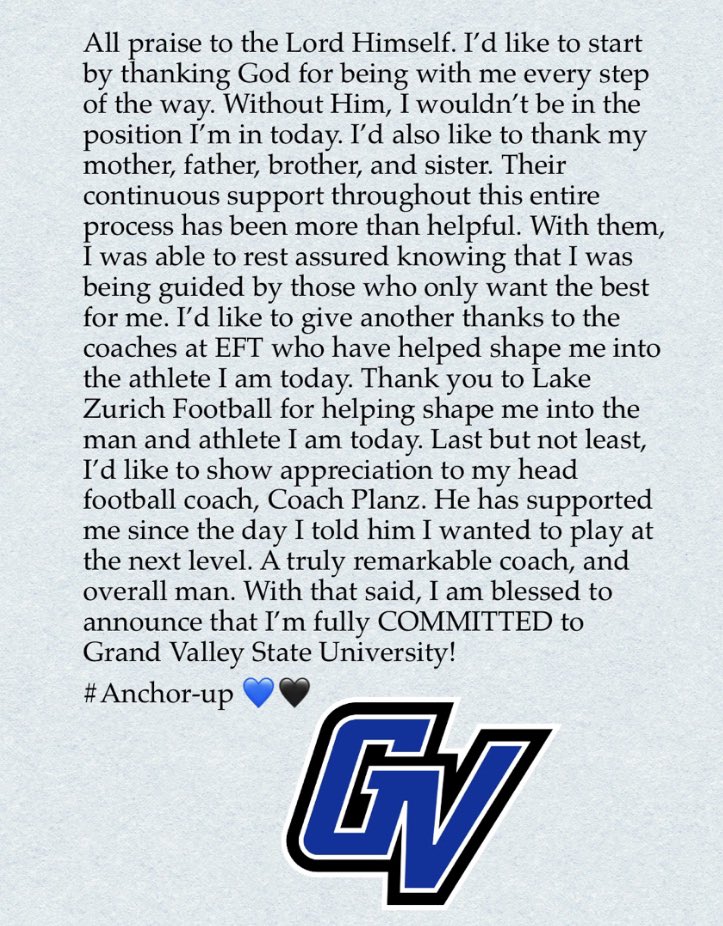 AleksPopovic3's tweet photo. Committed. 
#AnchorUp 💙🤍

@gvsufootball https://t.co/2DWaMUA5am
