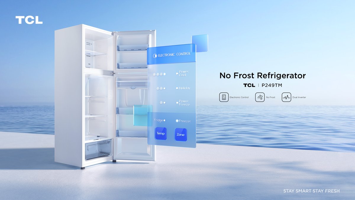 TCL_Global's tweet image. Keep your fridge perfectly cool and your freezer perfectly cold 🧊 

On the #TCL_P249TM Fridge, the sleek inner #ElectronicControl panel allows you to finely adjust the temp of your fridge and freezer independently! 

#StaySmartStayFresh