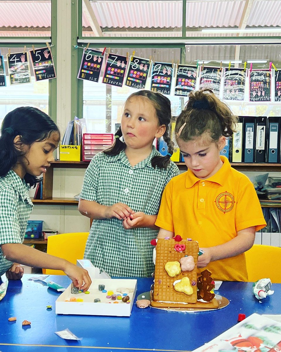 StBridgetsPS1's tweet photo. Today in Prep we made gingerbread houses to celebrate Christmas. #prep #cooking #stbridgets #primaryschool https://t.co/hVEMSwj6jJ
