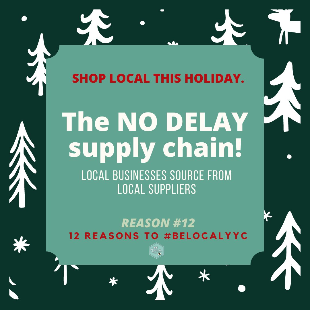#12DaysofLocal Reason 12: Local businesses are more likely to source from local suppliers. That means no delays due to supply chain challenges! Get your gift on time, and #supportyycbusinesses this year!