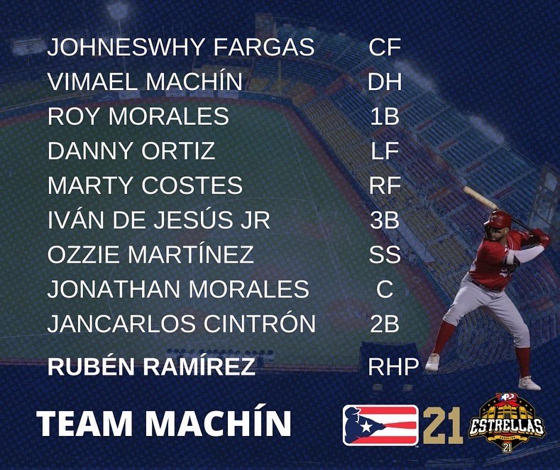LBPRC's tweet photo. Las alineaciones están listas para el #JuegoDeEstrellas2021 ⭐️⚾️🇵🇷
📷 LBPRC Media #LaInvernal #APPPR #TeamMachín #TeamGarcía https://t.co/Ft6dvfMvHy