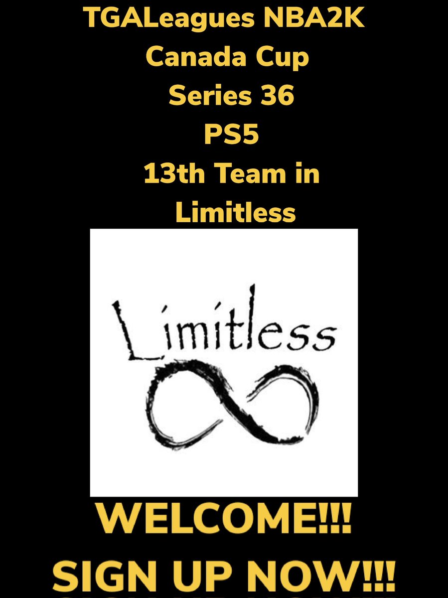 LeaguesTga's tweet photo. TGALeagues NBA2K Canada Cup Series 36 PS5 13th Team in Limitless WELCOME!!! WHOSE NEXT? SIGN UP NOW!!! #TGALeagues #CANADACUP #NBA2K #SERIES36 #PS5 #5V5PROAM @LeaguesTGA 
@LimitIess2k https://t.co/QQExP38GAc