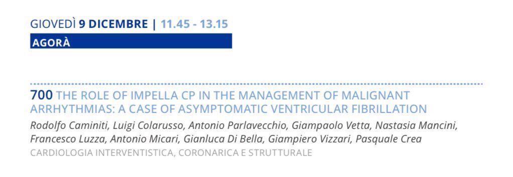 RodolfoCaminiti's tweet photo. Our work on "THE ROLE OF IMPELLA CP IN THE MANAGEMENT OF MALIGNANT ARRHYTHMIAS: A CASE OF ASYMPTOMATIC VENTRICULAR FIBRILLATION" awarded as best abstract at the 82nd National Congress of the @SIC_CARDIOLOGIA. #SIC #SIC2021 #icot @giampieroviz @CreaPasquale @micari_antonio https://t.co/gUTupnlR7h