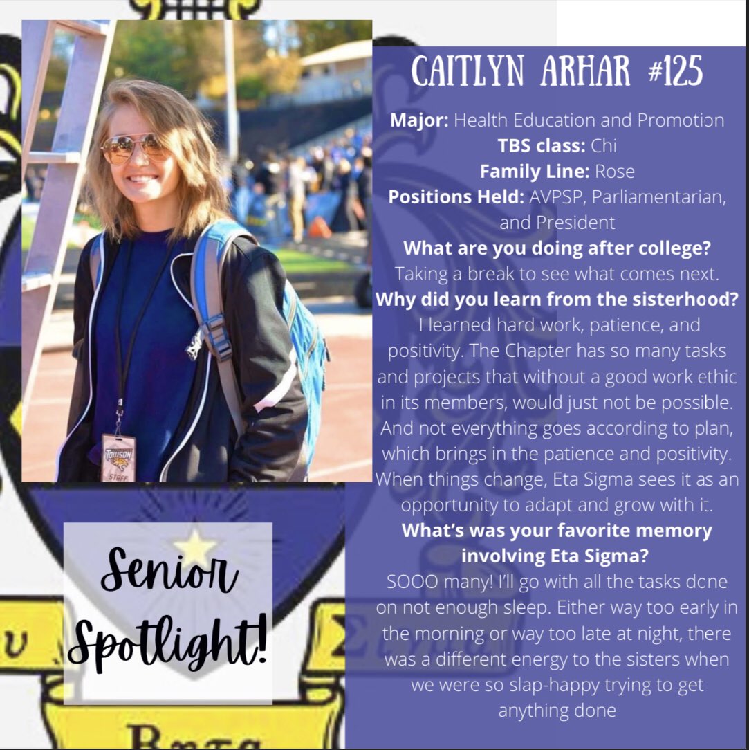 Welcome to our Senior Spotlight!
Today we will be honoring a special senior from Eta Sigma. Caitlyn has provided her expectational leadership to our chapter and has become such a role model for all active sisters today! MLITB and we can’t wait to see what you do after college!