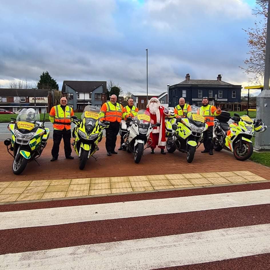 bikemarshal's tweet photo. This afternoon our team attended our final event of 2021 when we supported The Alder Hey Toy Run, Liverpool an event we have done for many years. We welcomed our new moto Carl attending his first gig  Everyone worked well and the event passed safely https://t.co/sUMSWfMqdJ