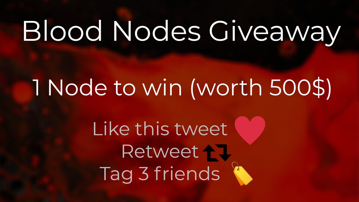 🚨🩸$BLOOD GIVEAWAY TIME🩸🚨

To celebrate reaching 1000 members in our discord :
discord.gg/bloodnodes

We're giving away one free node 🩸🧛‍♂️

Like, RT and tag 3 friends ♻

Winner will be selected in 48 hours! 🔥🔥🔥