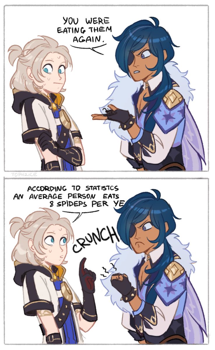 topazice's tweet photo. i love how fandom picks the smallest thing and extrapolates it to eternity
#GenshinImpact #kaebedo #Kaeya #Albedo https://t.co/ROpPnDq8hR