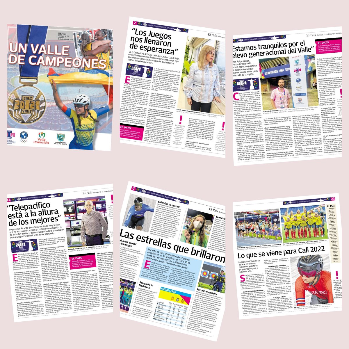 Este domingo en <a href="/elpaiscali/">El País Cali 📰</a> realizamos el balance que dejaron los Juegos Panamericanos Junior <a href="/CaliValle2021/">Juegos Panamericanos Junior</a>.

Un legado para el Valle y la región.
<a href="/Indervalle/">Indervalle</a> 
<a href="/ClaraLuzRoldan/">Clara Luz Roldán González</a>