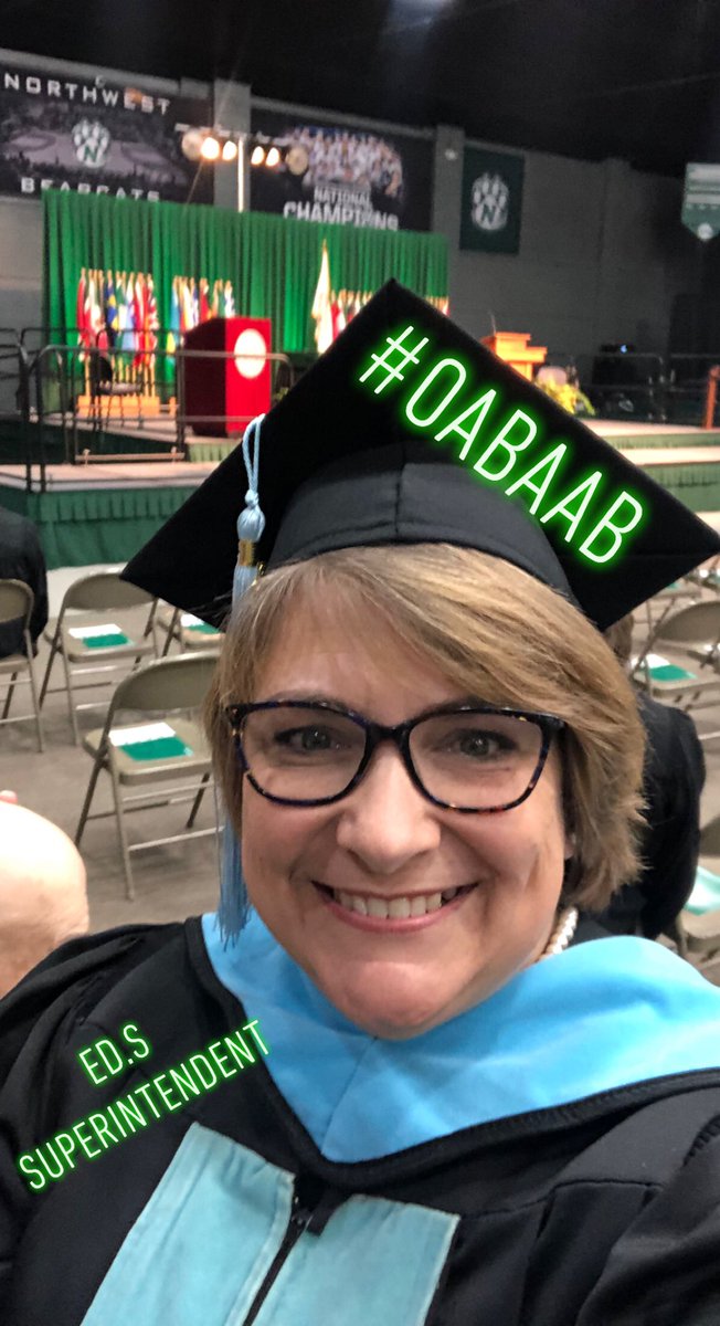 ReneeTurpin's tweet photo. I graduated with my Educational Specialist -Superintendent this week! I am officially DONE with college…for now 😉 #NWGrad #OABAAB https://t.co/RZE2M4Hk0o