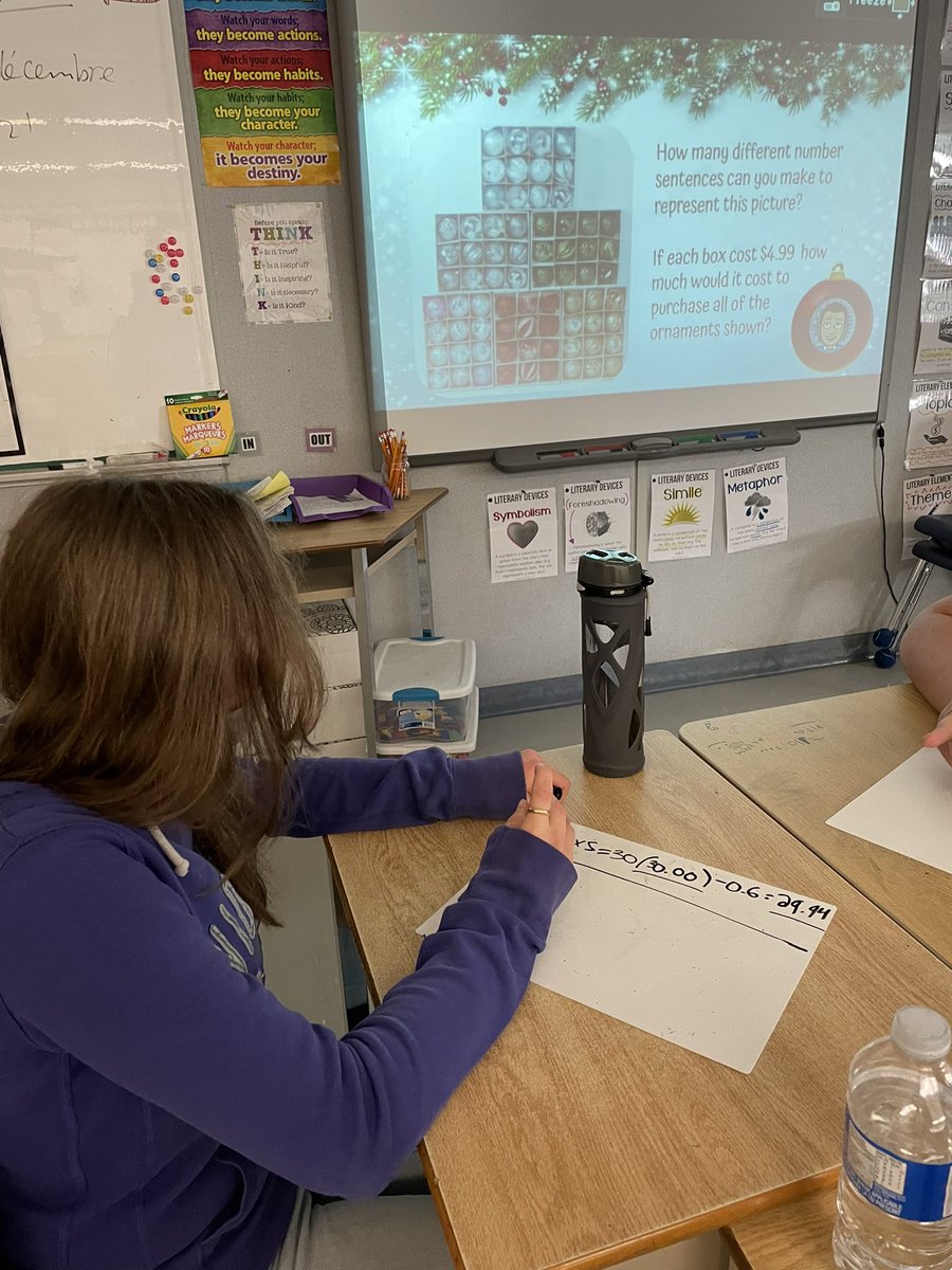 MsTanyaMartin's tweet photo. On the 7th day of #Tweetmath we wrote number sentences and discussed HST on purchases #tvdsbtweetmathk8 @JPRobartsRams https://t.co/qKgcYQXTQE