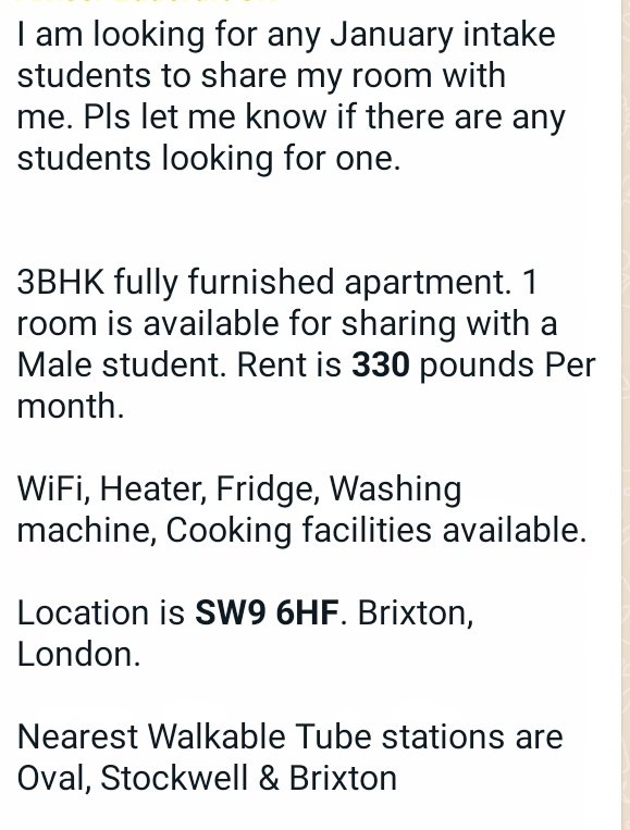 indimate's tweet photo. Hello Tweeps. I'm looking for any January intake students or anyone, to share a room with me. Pls DM if interested! #London #ShareRoom https://t.co/04Yny10Xtc