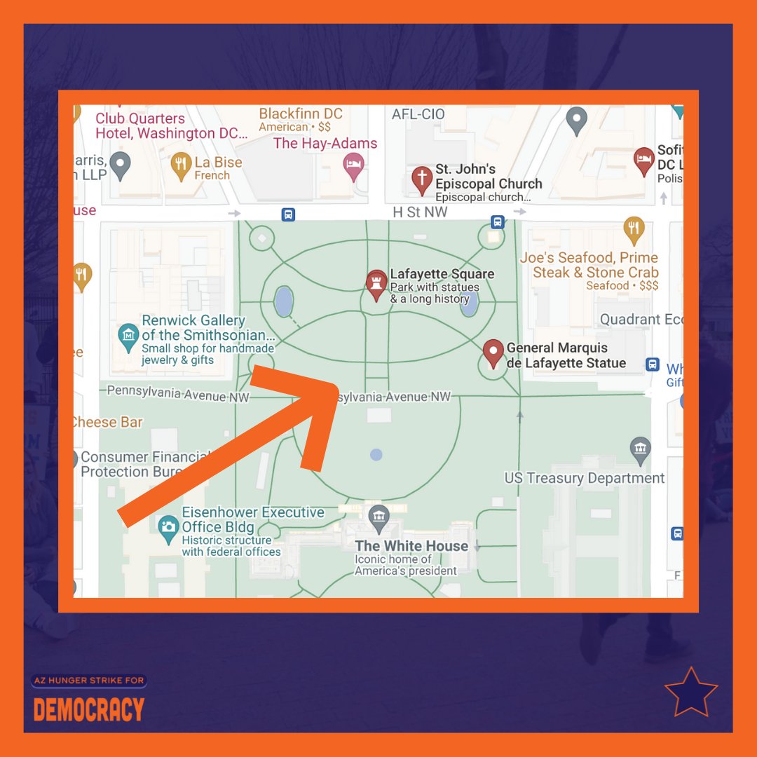 AZ4Democracy's tweet image. Do you support our #HungerStrike4Democracy? Then join us TOMORROW at Lafayette Square at 10:30 AM and help us make sure that @POTUS and the Senate prioritize passing the #FreedomToVoteAct by the end of the year!