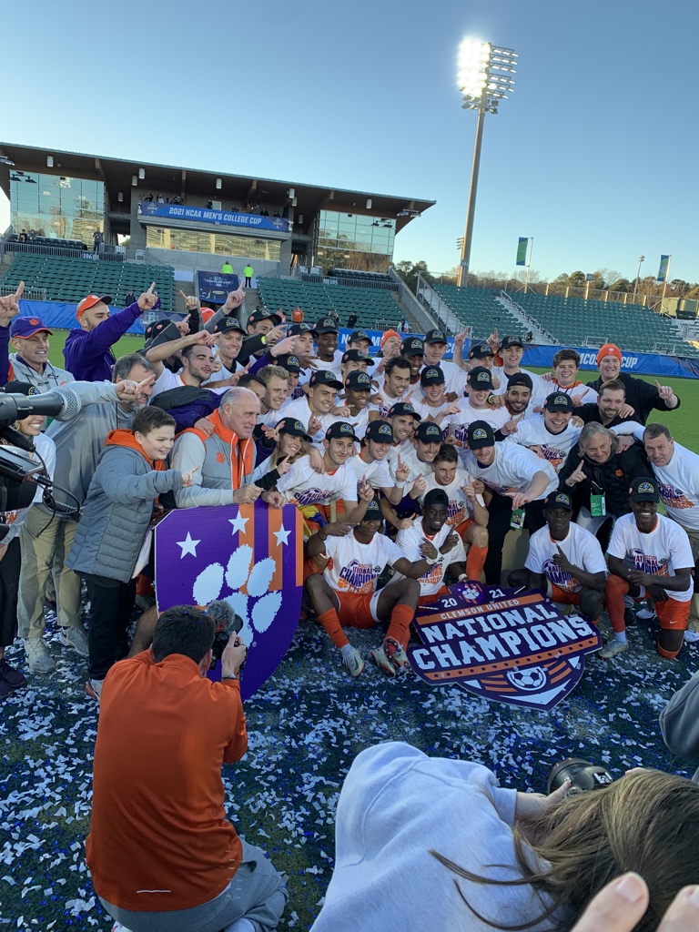 GrahamNeff's tweet photo. “Job’s Finished.” @ClemsonMSoccer 
⚽️ 🏆 🐅 

Heckuva week. 😉 😂 👊 https://t.co/MhlaTW9OAC