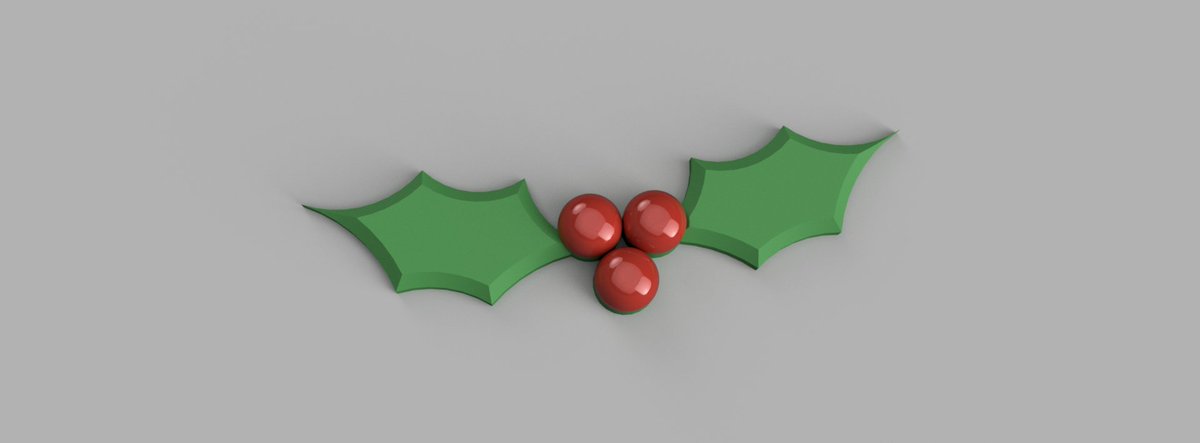 DrLizBish's tweet photo. Ok Day 12 of #CADvent I wanted to make something I could print with my sparkly green so I've gone from a little Holly and Berry decoration, the berries can be printed separately in a different colour and inserted into the design. #Advent #Design #Challenge #3Dprinting #Holly https://t.co/dW3TclwHga