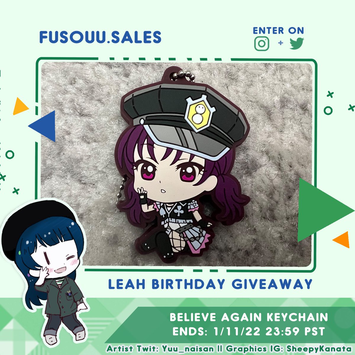 fusouusales's tweet photo. 🎉 Leah Birthday Giveaway 🎊 
❄️ Believe Again Keychain ❄️ 
How to enter:
⭐Follow @fusouusales &amp; @fusouu
⭐RT this post (No QRT)
⭐International
⭐Additional entries on Instagram!
#lovelive #Aqours 
#鹿角理亞生誕祭2021
#鹿角理亞誕生祭2021 https://t.co/OyVaMBxp51
