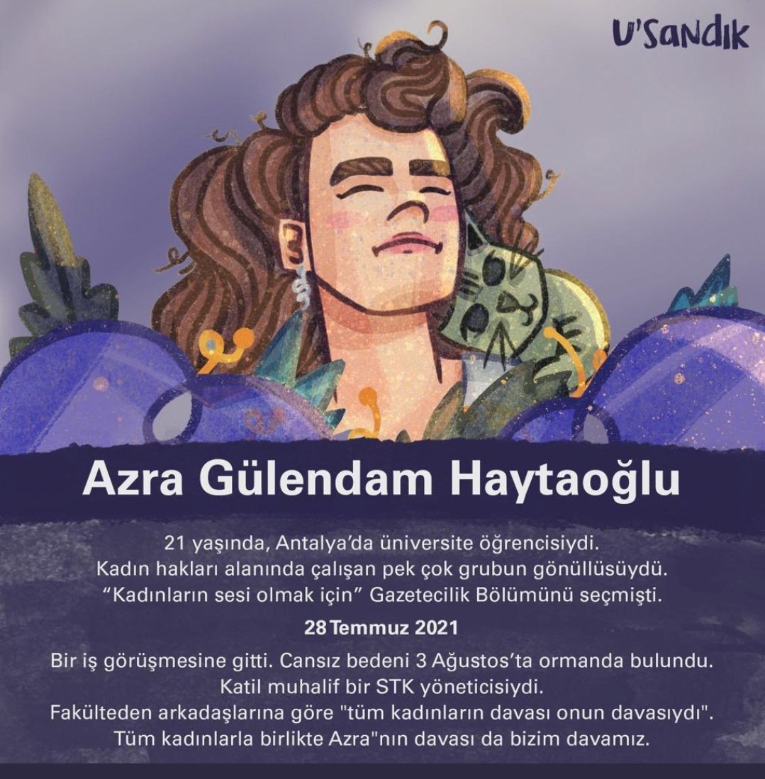 Habibeegri's tweet photo. Azra Gülendam Haytaoğlu (21), Katil Mustafa Murat Ayhan (48) tarafından vahşice katledildi.
Ayhan, "Boğarak öldürdüm. Banyoya götürüp cesedini 5 parçaya ayırdım" dedi. Azra Gülendam Haytaoğlu için adalet istiyoruz!
Katilin en ağır cezayı almasını istiyoruz! 
#azraicinadalet https://t.co/SggLODoqTH