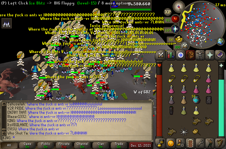 OSRS_VR's tweet photo. Meltdown Murray has finally lost it... marching DF straight in to a VR death trap - w/ audio leaks to follow!

Another very EMBARASSING display by DF and other anti-VR clans such as BC/Chumpa who were straight tortured by our 50+ strong pull!

Great job VR! https://t.co/feYplkwu7R