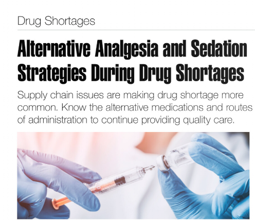 Congrats to <a href="/notthewongrx/">Adrian Wong</a> on his article in latest <a href="/SCCM/">SCCM</a> Critical Connections!

Topics focused on "alternative" meds with the continuing issue of drug shortages, including:

💊 Parenteral formulations (e.g., remi, ketamine)
💊 Enteral formulations (e.g., clonidine, PHB, VPA)