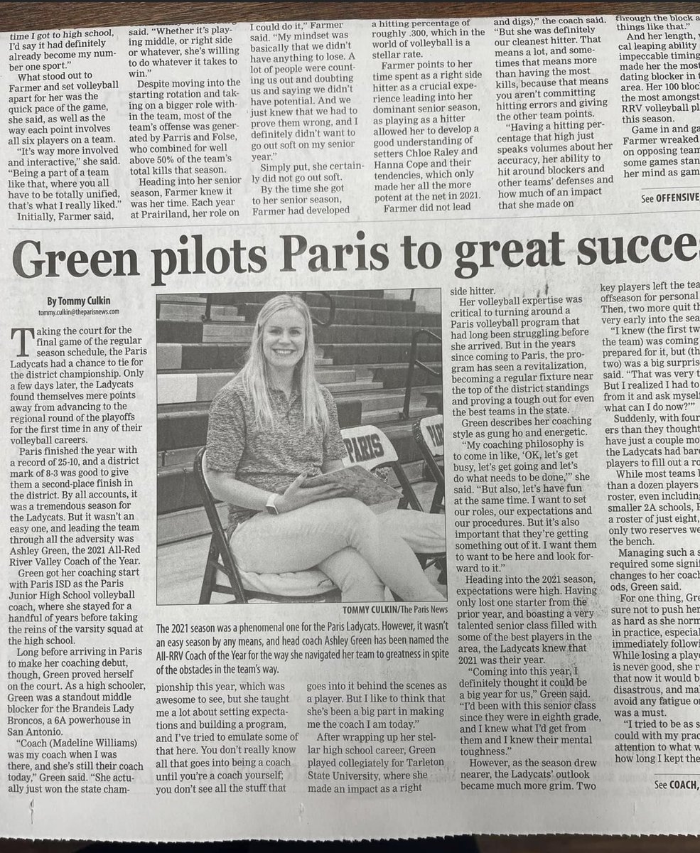 BrandeisVB08's tweet photo. Former Bronco Volleyball standout Ashley (Rine) Green earns “Coach of the Year,” honors!! Ashley is the head coach @phsLadyCatVB &amp; doing a phenomenal job! We are proud of you Ash! 🧡💙🌟#reppintheB #originalBRONCO @geriberger08 @CBruce07197764 @BroncosBrandeis @NISD_Athletics https://t.co/64XBaJ6a5X