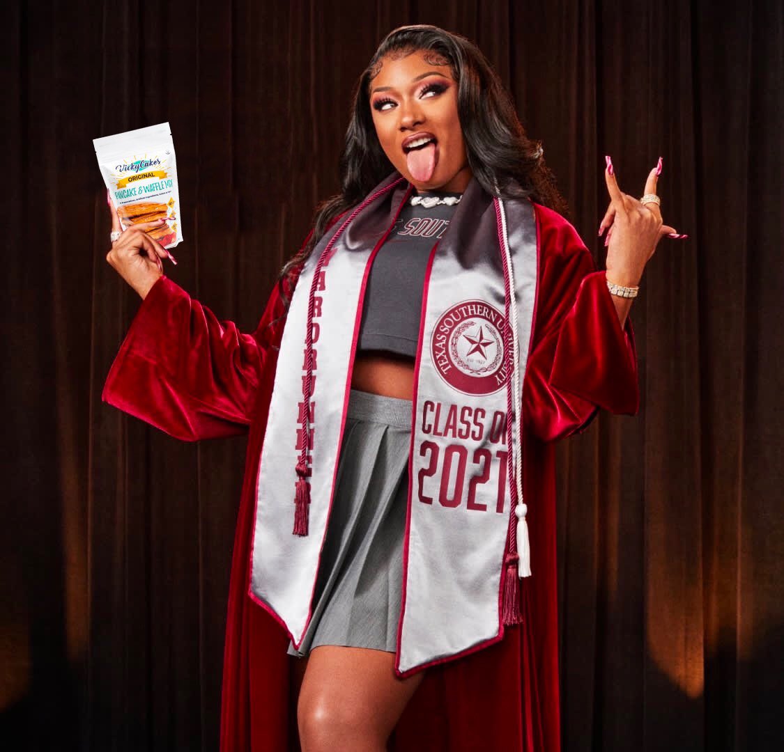 Baddies eat breakfast too!
Congrats to #MeganTheeStallion ! C/O 2021 #vickycakes #vickycakespancakemix #HTOWN