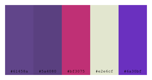 ColPaletteBot's tweet photo. Beep beep, here's a pretty color palette for you!
color-scheme.js parameters used:
- hue: 133
- variation: pastel
- colors: #61458a, #5a4080, #bf3075, #e2e6cf, #6a30bf
Have a lovely evening!
#twitterbot #colorpalette #colors #palette #prettycolors https://t.co/ysJkKhMjrz