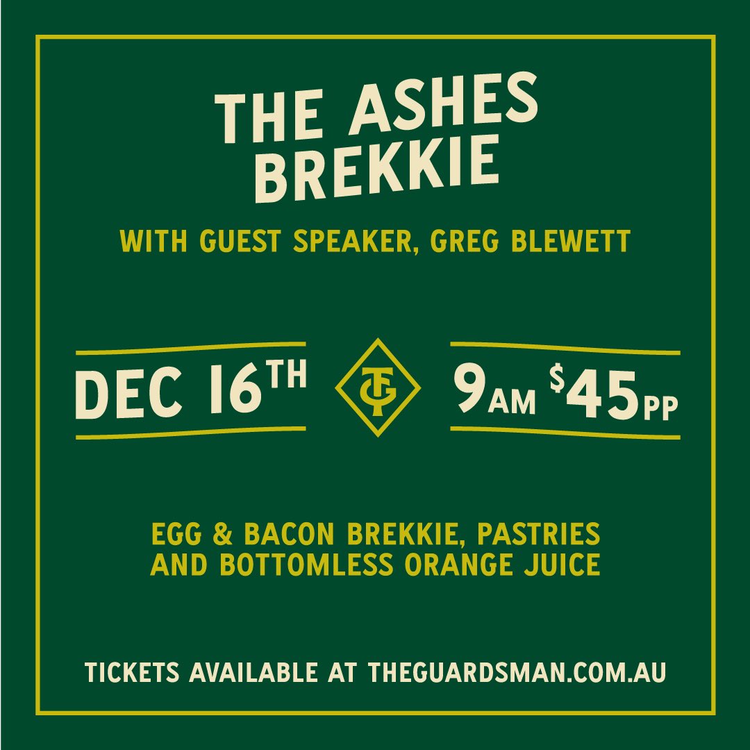 AdelaideBarmies's tweet photo. Get on Board the Ashes big breakfast 9am 16th December at the Guardsman, Adelaide Station. Staring Barmy Army lager and bacon! Who doesn’t love bacon! https://t.co/Xnirff9DgX DrNik https://t.co/rO9J2iiTYx