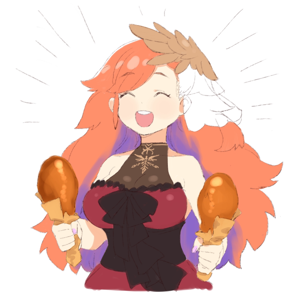 新衣装を着てチキンを持ったキアラちゃん、完全にパーティーではしゃいでる人
#絵ニックス
#phoenixfashion 