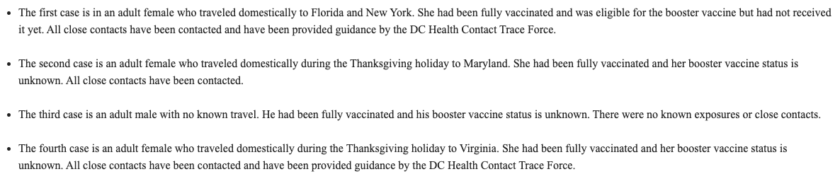 LauraHayesDC's tweet photo. Inbox, from DC Health: DC Health Confirms Four COVID-19 Cases Involving the Omicron Variant in the District. https://t.co/a9UrhHvyvU