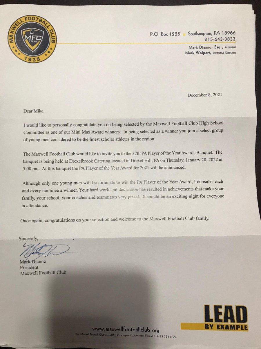 fjfootball27's tweet photo. We are Proud to announce that Our Guy @mikevanhorn10 has been selected by The Maxwell Football Club as a Mini Max Award Winner and Nominated for the PA Player of the Year Award! Congratulations Mike! #IronMike #ItsAllabouttheBlue https://t.co/Rpy17FW5B9