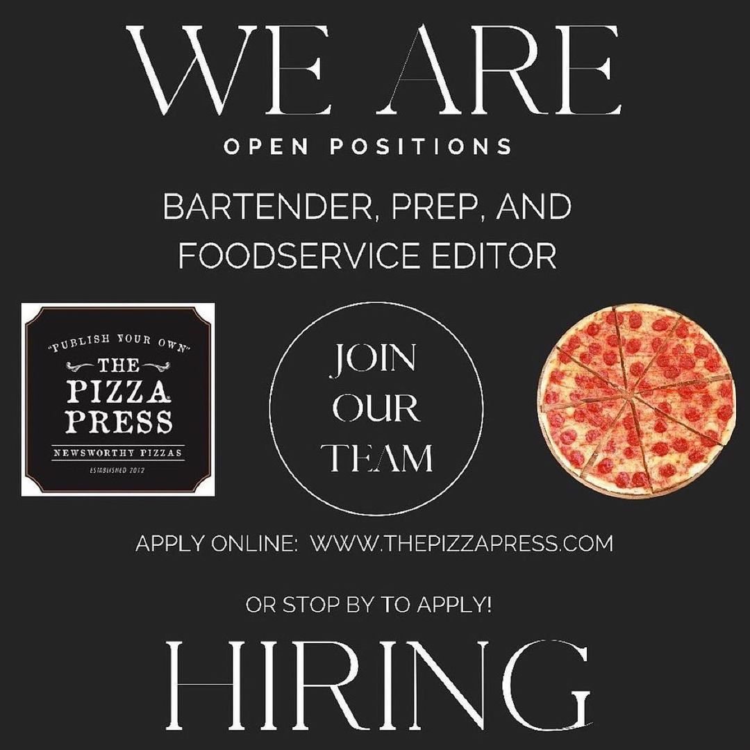 HIclassAds's tweet photo. FYI: @thepizzapresspearlcity is hiring! https://t.co/j2qBunpR65