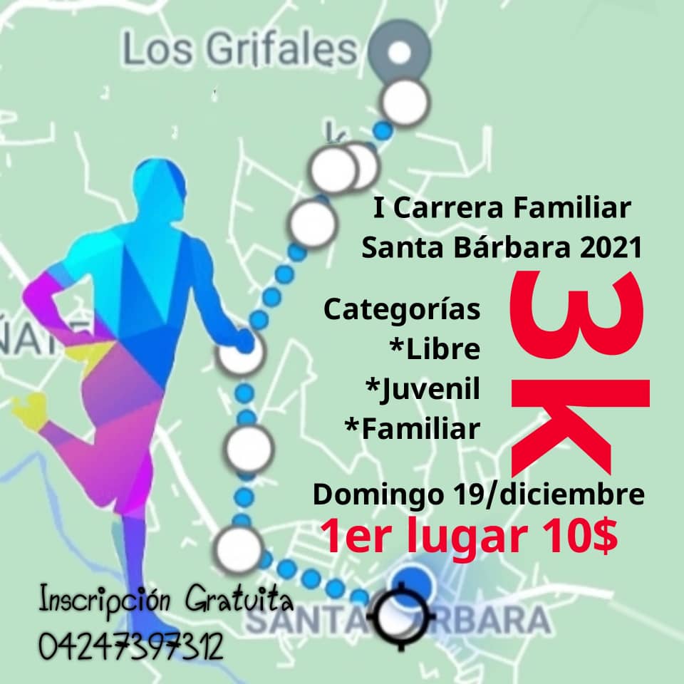 🚦(12Dic21) Prepárate para es 19 de  Diciembre del 2021 la primera carrera Familiar en la Parroquia Santa Barbara donde estamos apoyando a las familias y a los jóvenes de nuestra comunidad