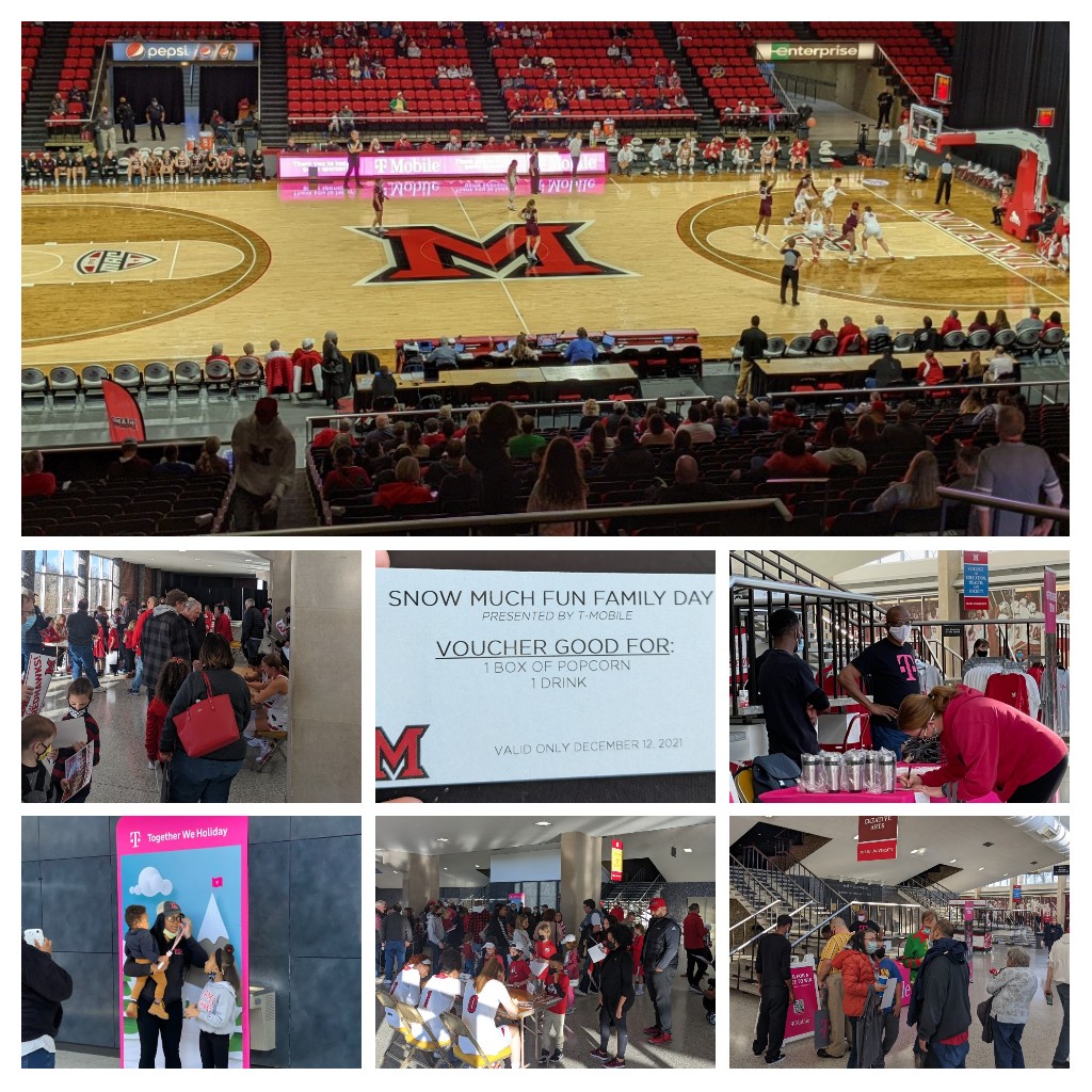 Snow Much Fun Family Day at my Alma Mater! Women's Basketball, fun and games PLUS a movie at Millett Hall. What a night! Have fun Oxford ❤️ #TMobileGoesLocal #MiamiOH #loveandhonor #happyfeet