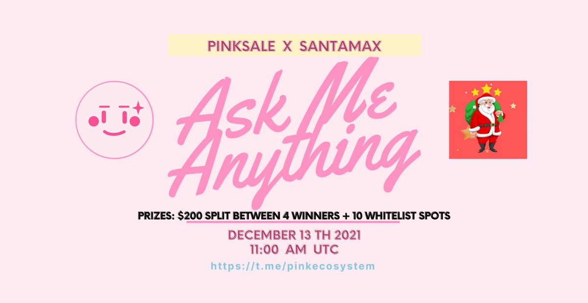 pinkecosystem's tweet photo. ๐ฅ Upcoming SantaMax AMA!
โ
Event: SantaMax voice AMA
โ
Where: https://t.co/huKyZIEQ9H
โ
When: 13th December 11:00AM UTC
โ
Prize: $200 split by 4 winners + 10 whitelist spots
๐ TG: https://t.co/8TRd2WrAFP
๐ Web: https://t.co/rtbdyhwYiq
#Presales #IDO #SantaMax https://t.co/yUqsO6wHie