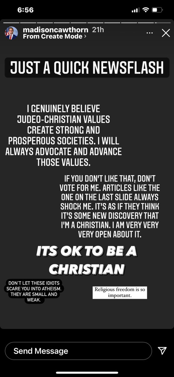 PropellerRepair's tweet photo. @CawthornforNC separation of Church and State is also a huge American Value.  They are calling you a Christian Nationalist because you are using a religion of peace as a weapon and every time you use the lords name for hate, you use it in vein. https://t.co/7SXnINgcd7