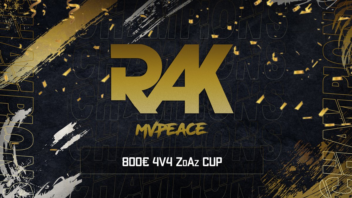 RagnaroekGaming's tweet photo. 800€ 4v4 SnD ZoAz Tournament by Team ZoAz
  
#Champz

Congratulations to our #RAKMVPeace

@Dezizm

@PhantomCFC

@ZaiiNeX_

@StelioSnD

GG to all Teams

#WeAreRAK https://t.co/ZClFi3lS62