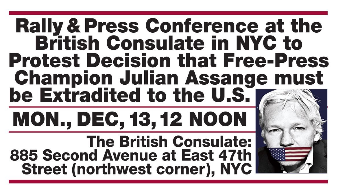 kthalps's tweet photo. Which cities are having #FreeAssangenow protests? I'm going to the one in NYC. List yours here. @wikileaks https://t.co/QbEx1ae6Vi