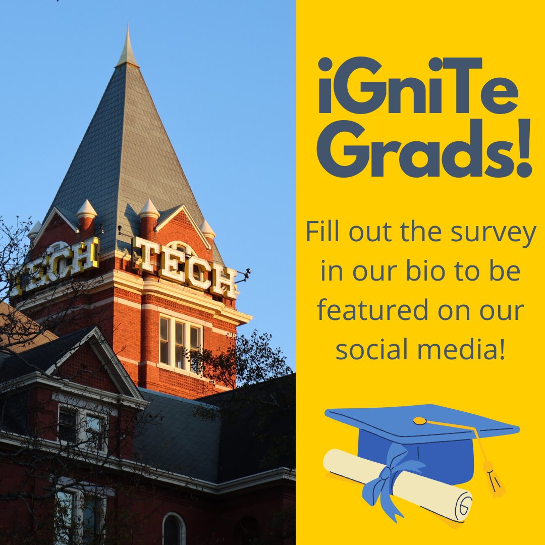 GTSummerSession's tweet photo. iGniTe grads, head over to the link in our bio to fill out a short survey to be featured on our social media! Also, don’t forget to RSVP for our iGniTe graduation celebration coming up this week while you’re at it! 

#summersessionsunday #makesummercount #GT21 https://t.co/dx6IsmhxUA
