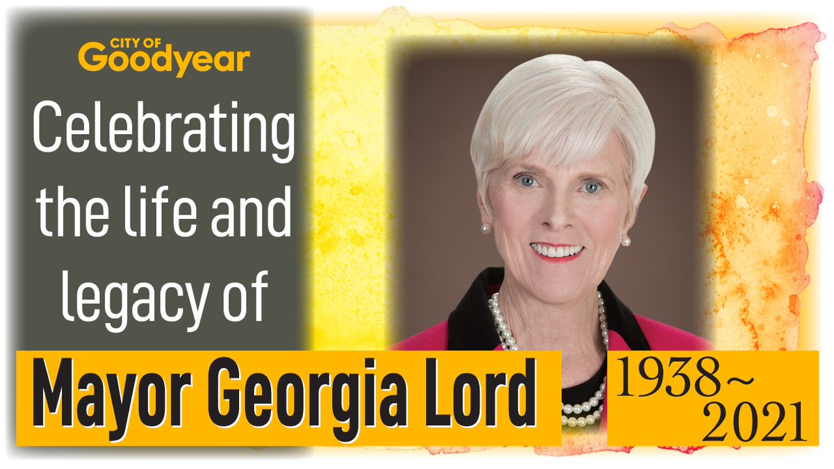 GoodyearAZGov's tweet image. It is with a very heavy heart that we share with you the passing of Mayor Georgia Lord. Mayor Lord’s legacy will live on for generations and she will be missed tremendously.

Click here for more information: bit.ly/3lYp5fL