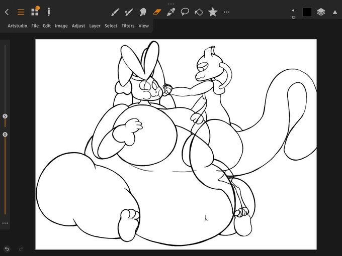 So I got the 15 separate layers compressed down into 4 layers, so now I can start coloring! https://t