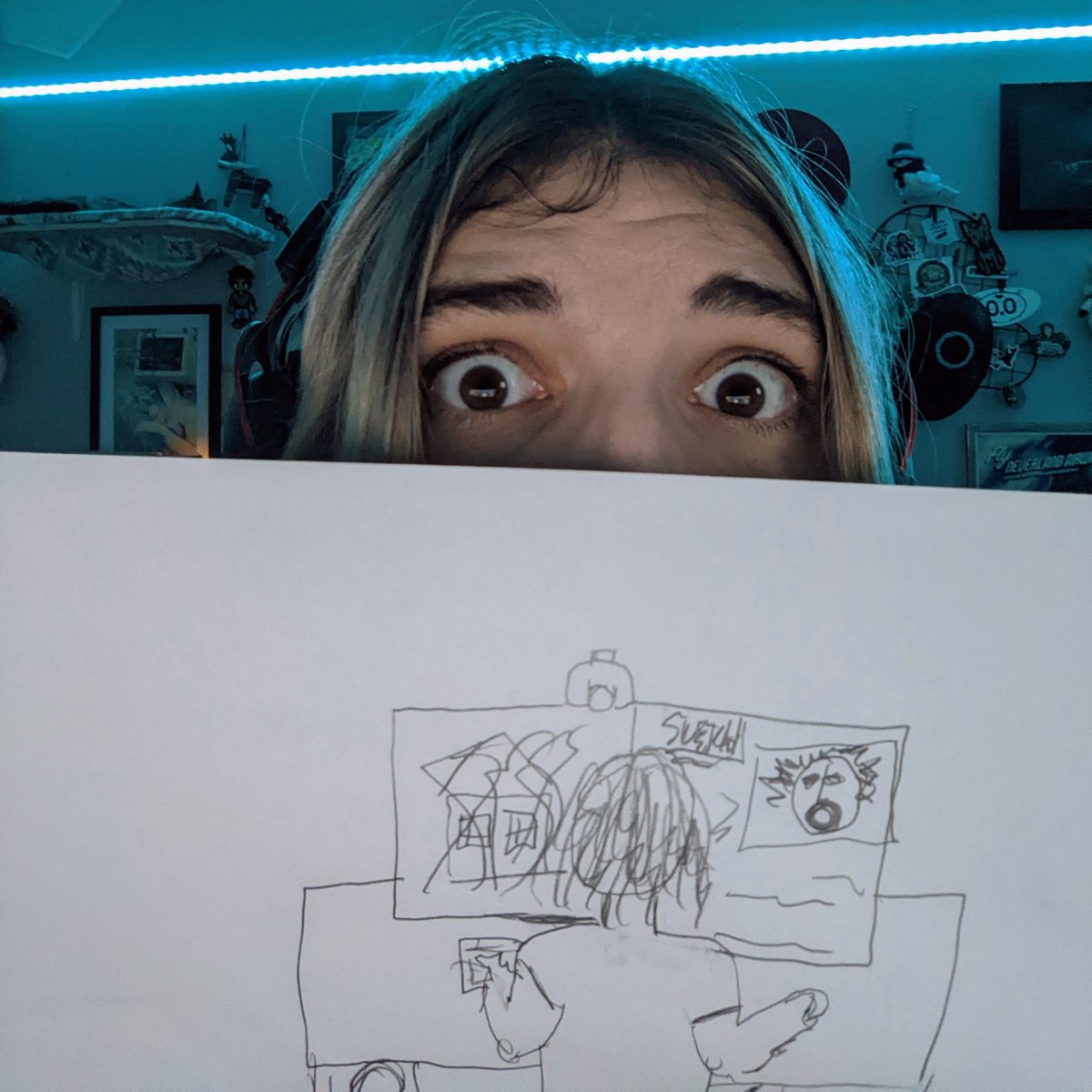 Tildaloo's tweet photo. Today I played sims for 10 minutes...maybe #thankschat
Instead we drew a lot of baaaad pictures (like this one of me playing sims and burning things down)
Thank you SO MUCH @BrittarsTwitch for that raid! We sent the love (and sub) over to @queenpanda4811 #SmallStreamersConnect https://t.co/26MdroRt9V