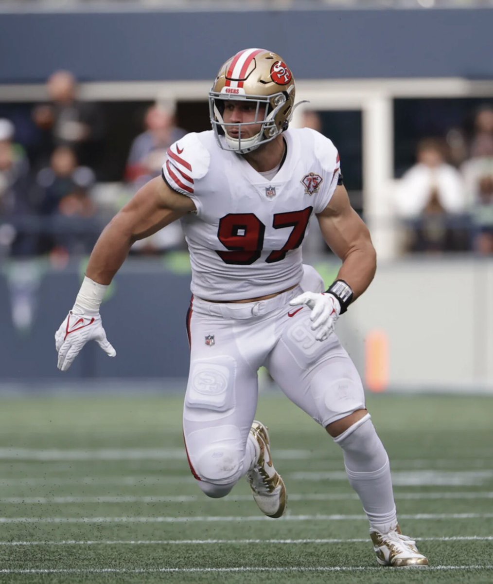 Nick Bosa now has 14 sacks on the season. 🤯 #ProBowlVote  + <a href="/nbsmallerbear/">Nick Bosa</a>