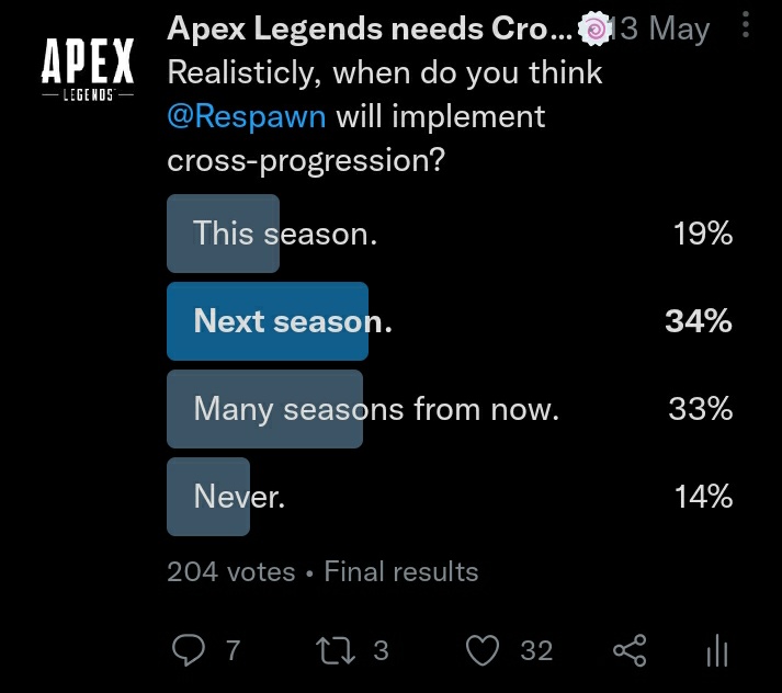 Apex Legends needs Cross-progression🍥 on X: The last time I