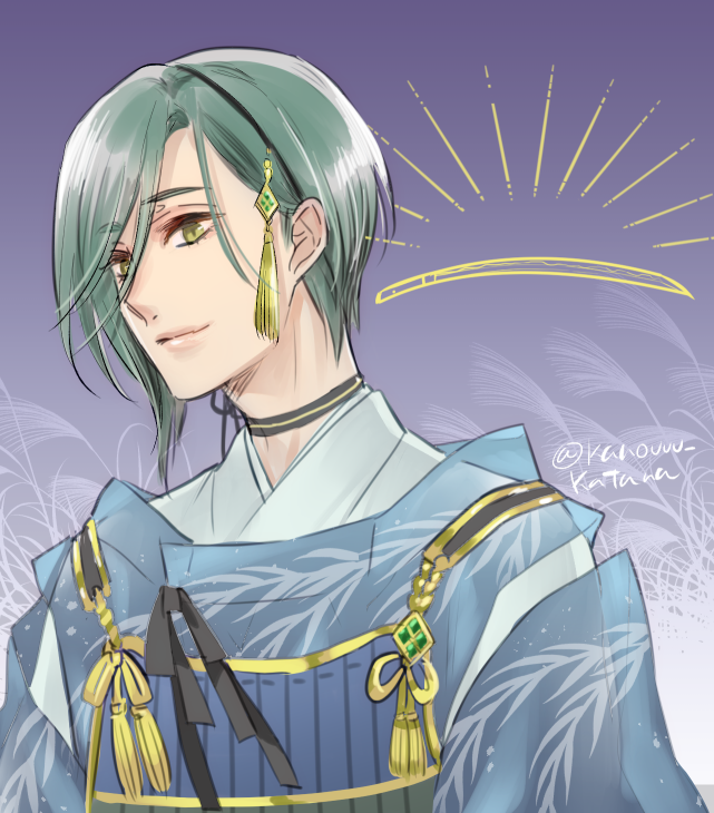 三日月宗近(刀剣乱舞) 「ラジオネタ
三日月さんテイストの太刀青江くんてどんな感じでしょうね 」|カノウのイラスト