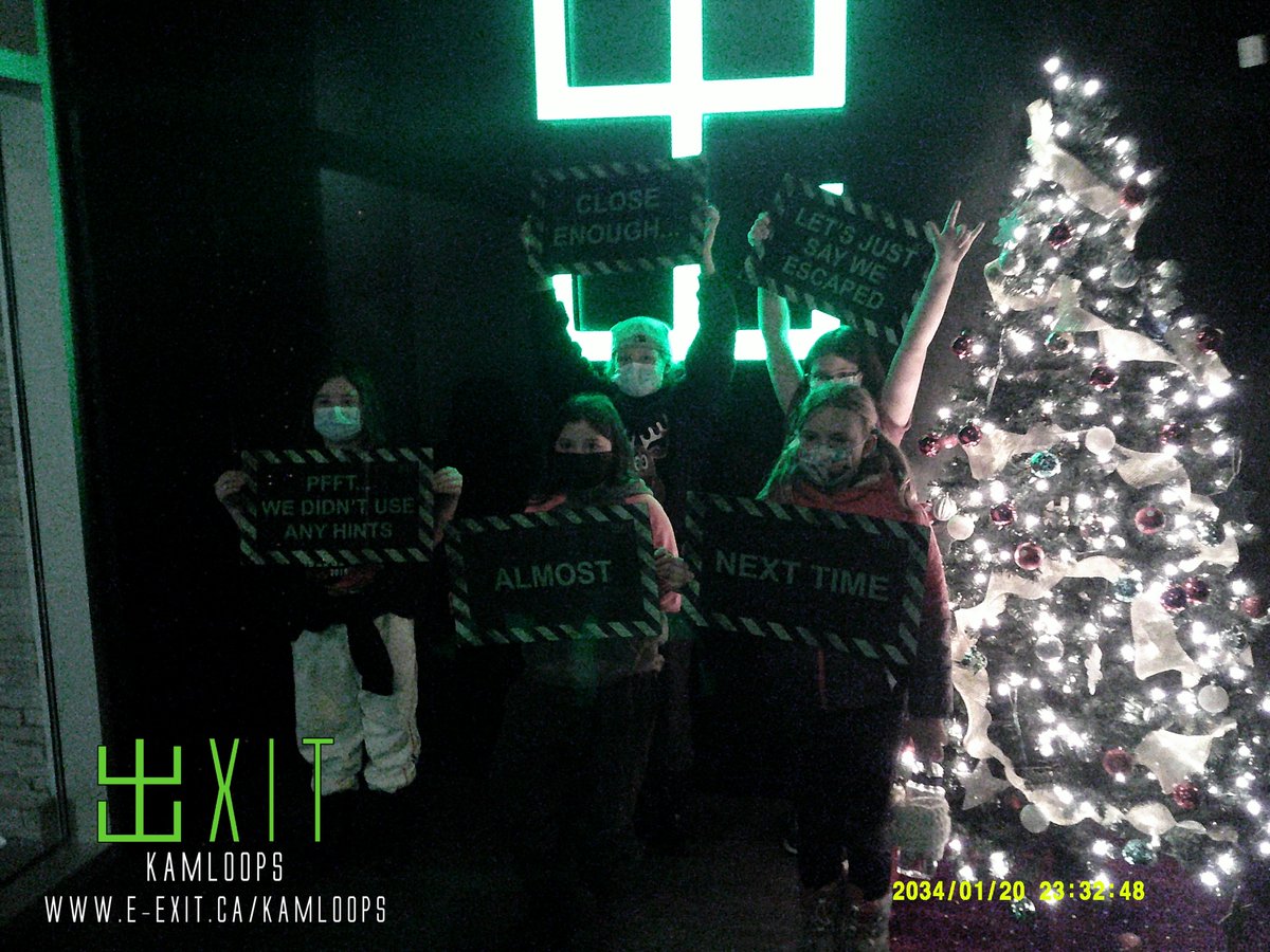 exitkamloops's tweet image. Here’s some of our awesome escapee’s from Dec 5th - Dec 11th, 2021. Many failed and many succeeded! Test your wits today! #ExitKamloops #kamloopsescapegames
facebook.com/media/set/?van…