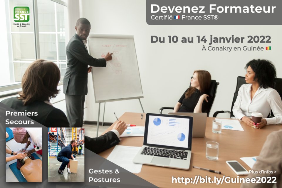 France_SST's tweet photo. Conakry 🇬🇳 10 janvier #2022 > Formation pour devenir #Formateur 🎓 en #Secourisme ⛑ #GPTMS ℹ️ Infos sur 👉 https://t.co/F551TqiulF https://t.co/gO50AYPwm8