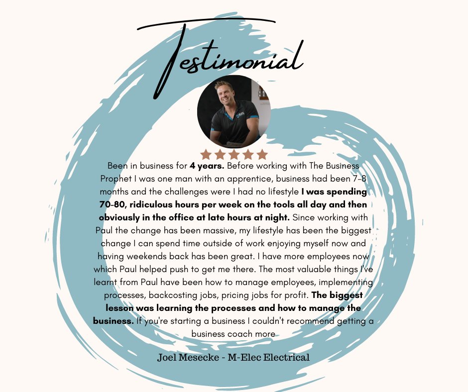 TheBizProphet's tweet image. Thank you so much Joel Mesecke from M-Elec Electrical for your testimonial! 

We highly appreciate the kind words! 

#onthetools #offthetools #tradie #tradielife #construction #electrician #southaustralia