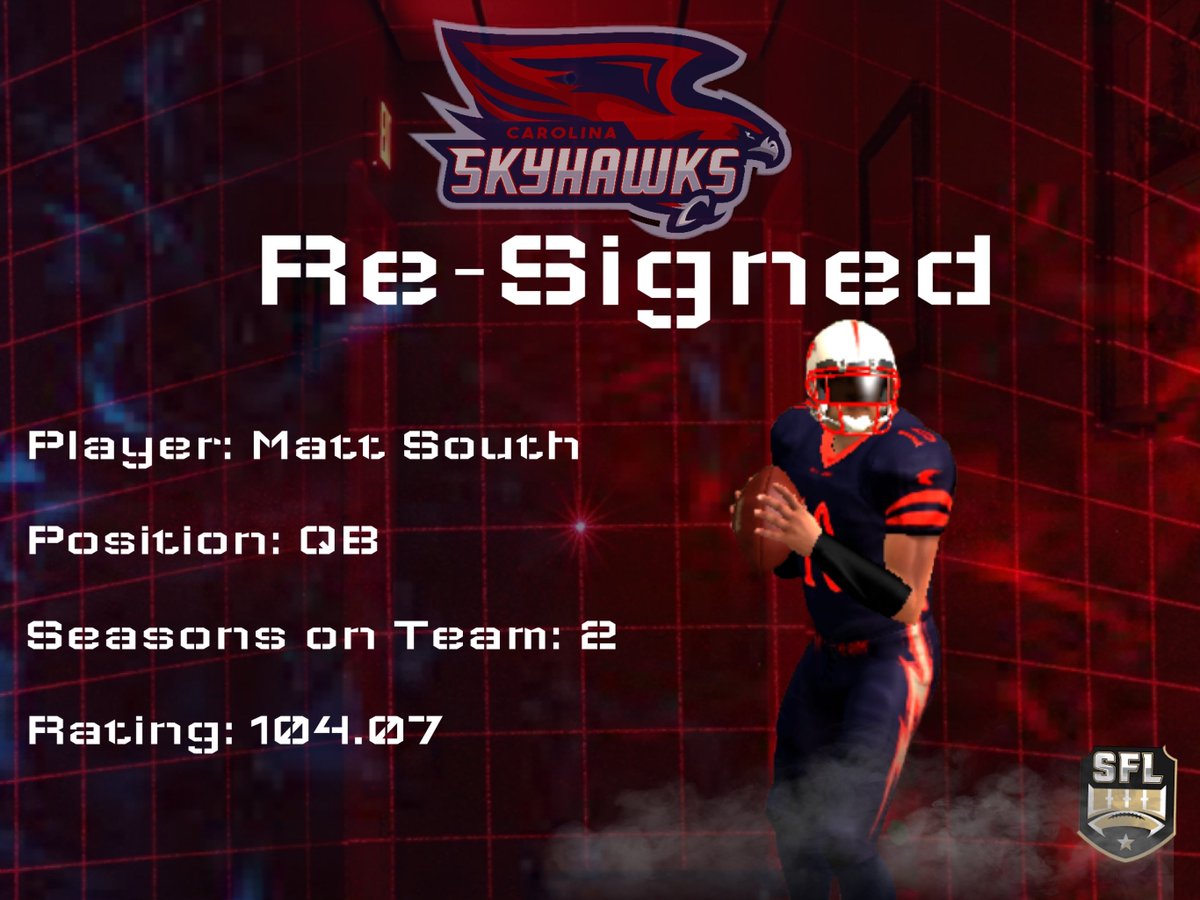 CarolinaSkyhaw1's tweet photo. The hometown man is back under center! QB Matt South is back for his 2nd season in Carolina after having his best career season. This time, he has his eyes set on a playoff run. Welcome back, QB1!
#HawkUp #SmokeSzn https://t.co/TQbt3ni4Yu