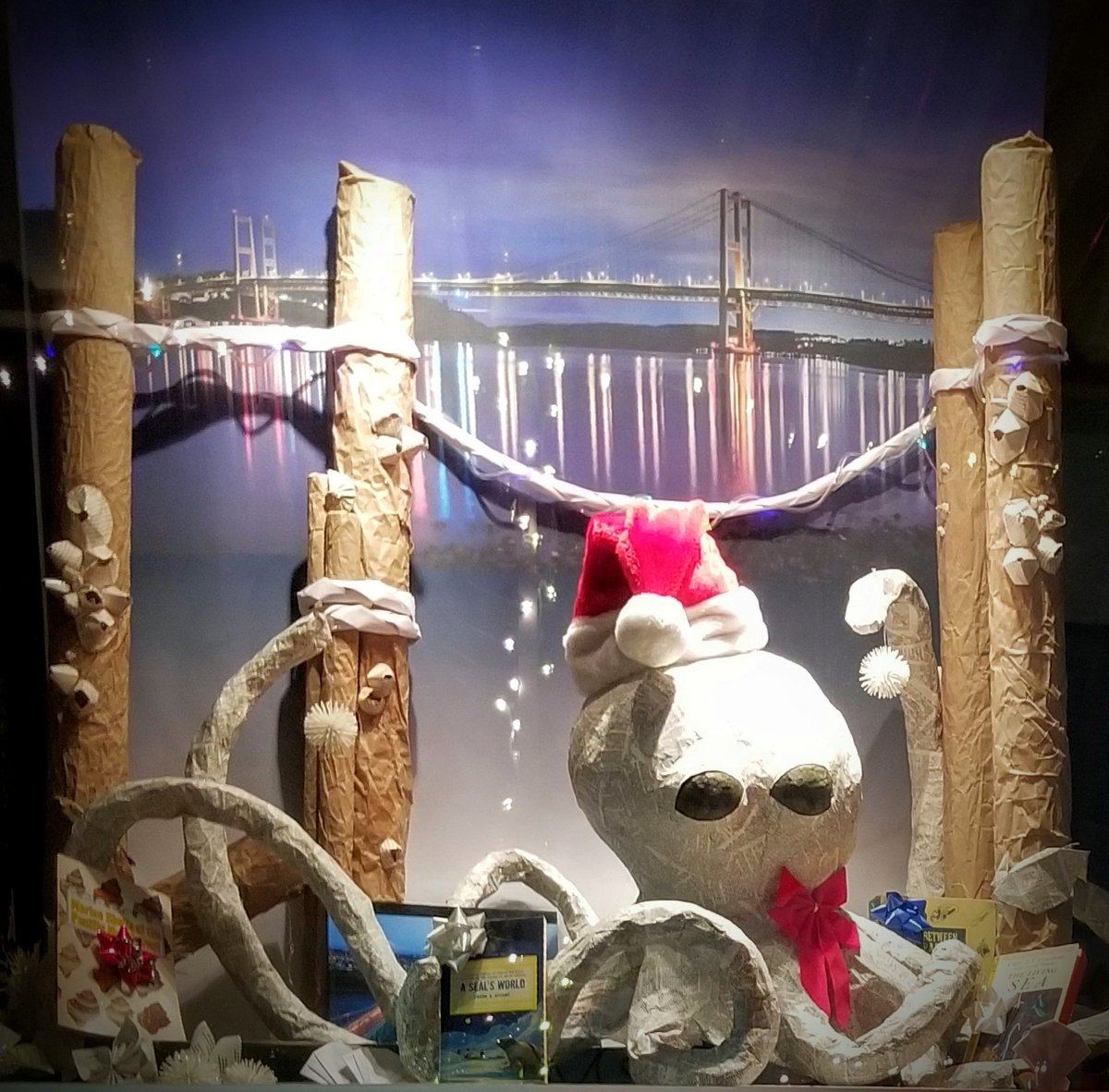 plague8's tweet photo. Our bookstore window is a fun one this year - meet Cephie! https://t.co/9jPGEdZaEw