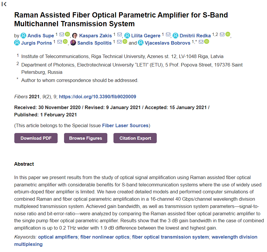 JFibers's tweet photo. #callforreading Study of #optical signal amplification using #Raman assisted #fiberoptical parametric #amplifier with considerable benefits for S-band #telecommunication systems where the use of widely used erbium-doped #fiberamplifier is limited.
https://t.co/0Ux59QujhT
@RTU_LV https://t.co/h4rLeJd0c3
